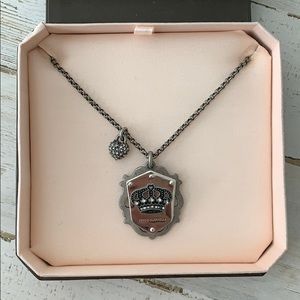 Juicy Couture Shield Necklace Silver/Gun Metal